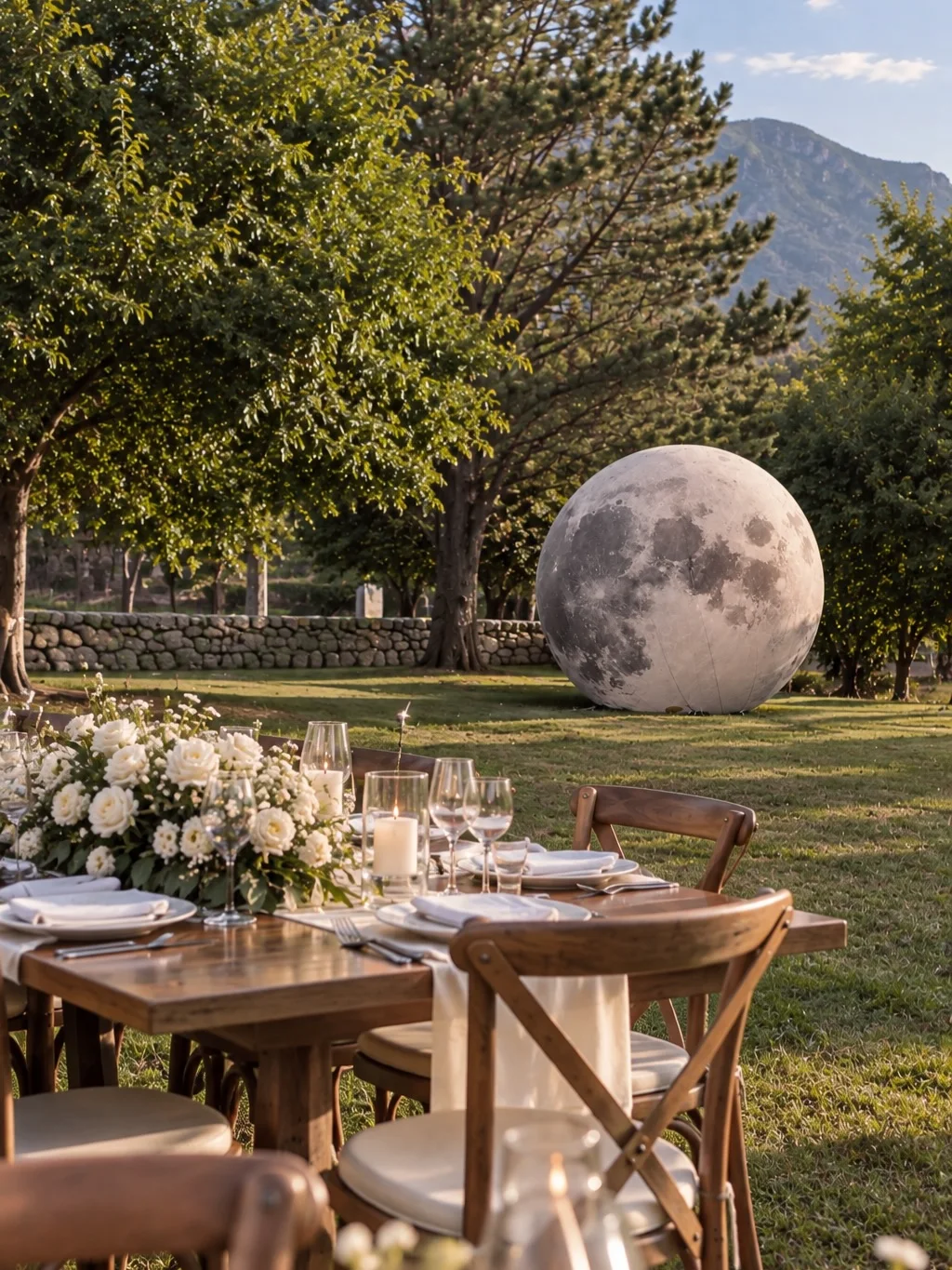 Ambientación de una luna en jardín de día