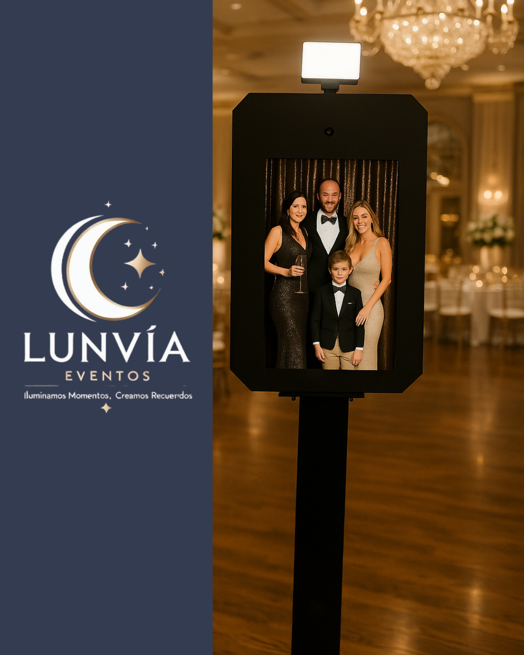Presentación ilustrativa de Photo Booth con la identidad de Lunvía
